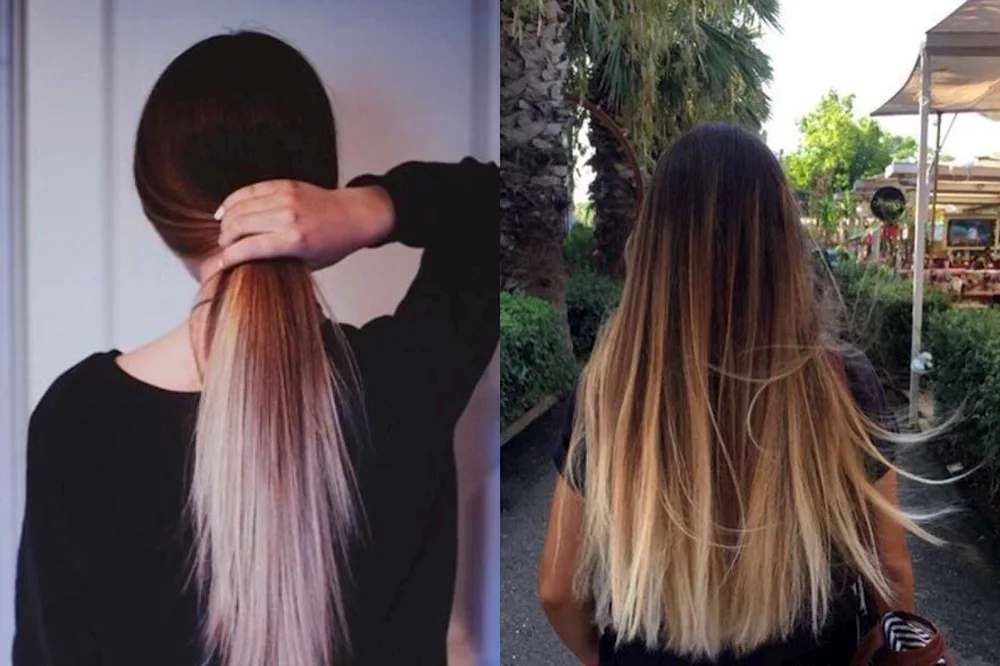 Ombré on hair from dark to light