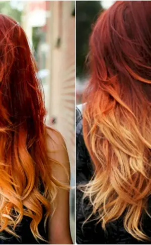 Ombré dark roots red ends