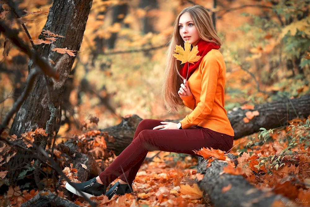 Girl in autumn city