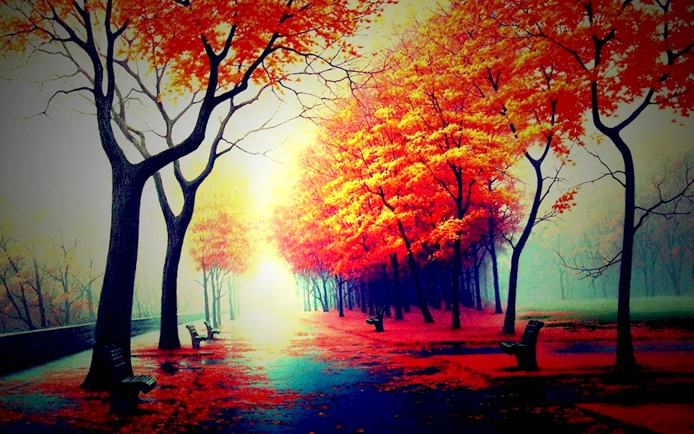 Painting - road to autumn
