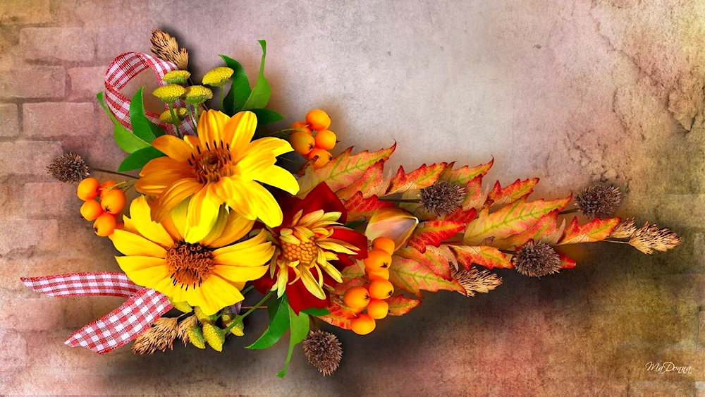 Autumn bouquet of aster dahlias