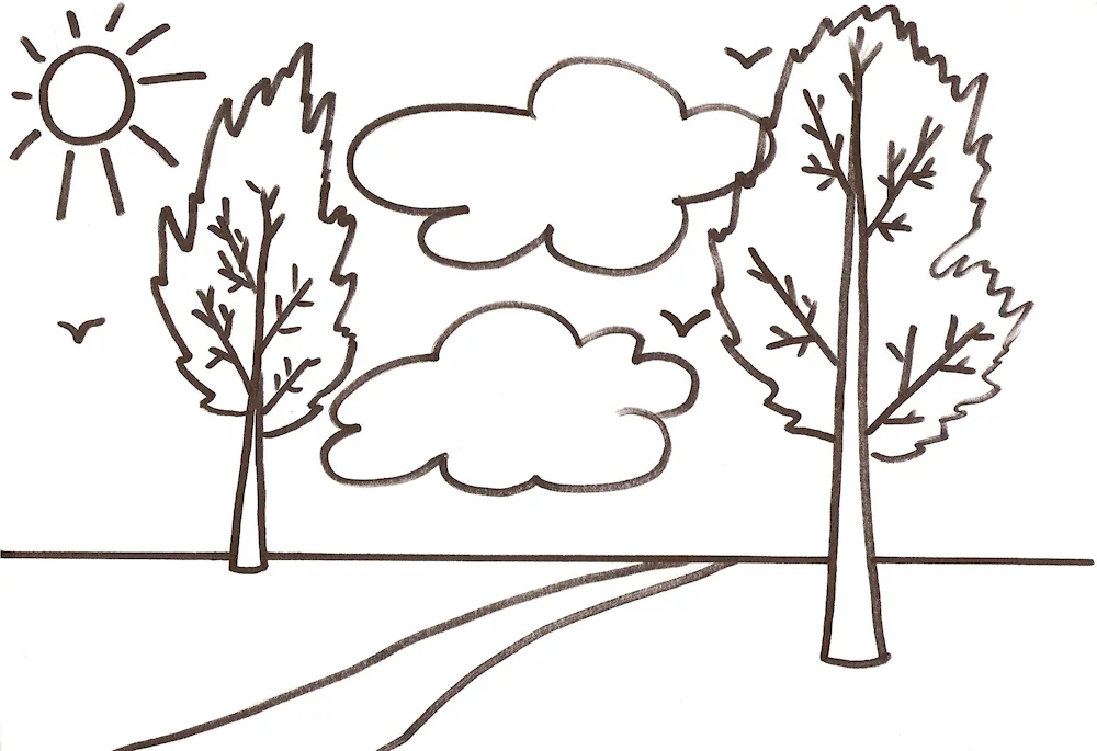 Pencil landscape for children