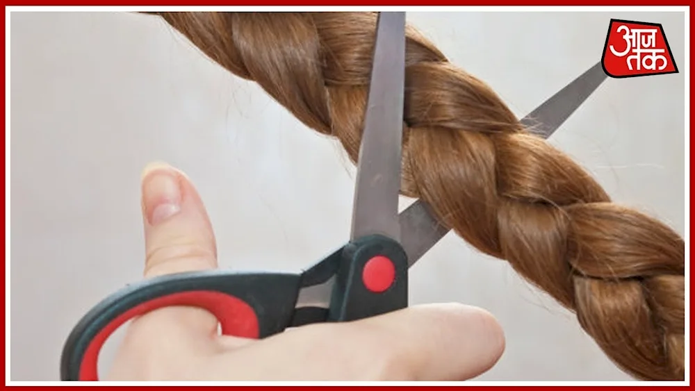 Girl cuts hair