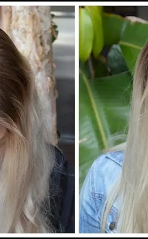 Outgrowth highlights on blonde hair