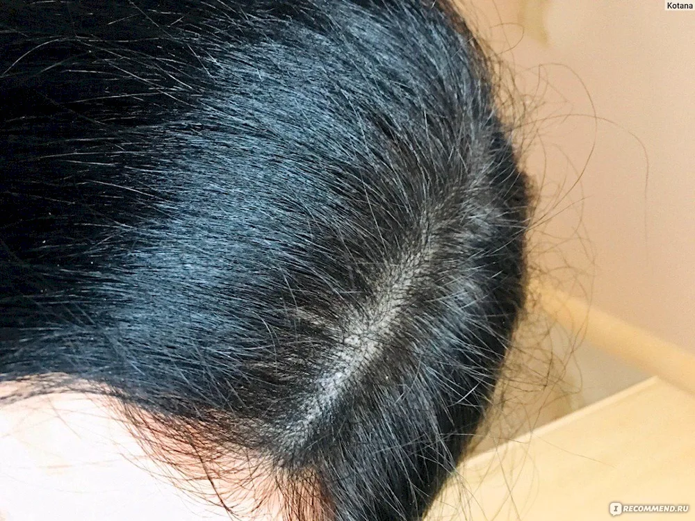 Black hair with outgrown roots on black hair