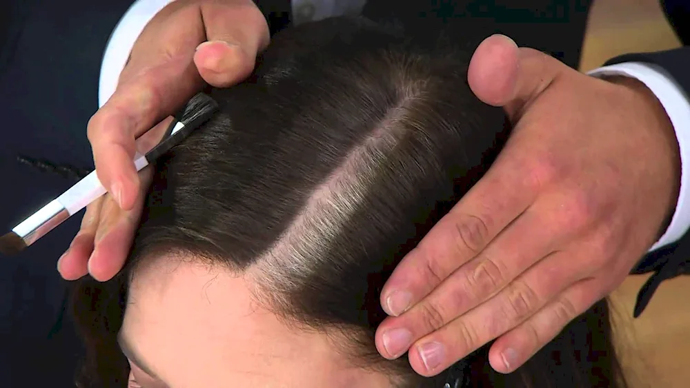 Browned roots on red hair