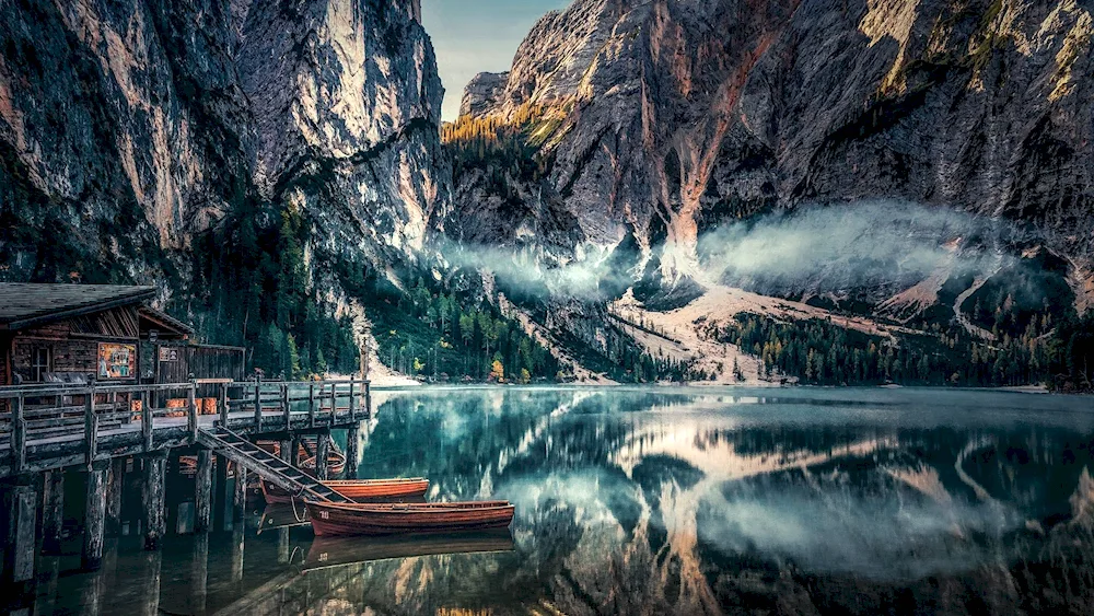 Lake Briese. Dolomite Alps Italy.