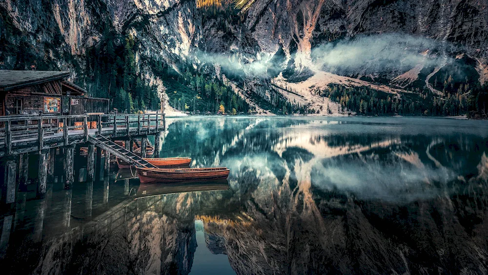 Lake Briese. Dolomite Alps Italy.