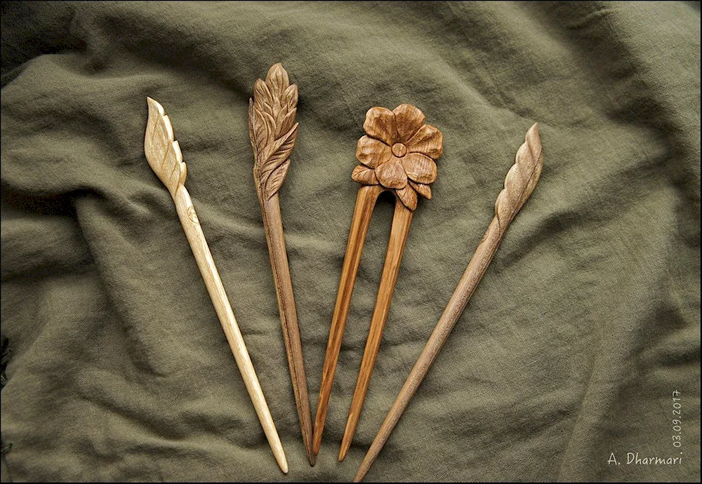 Wooden hairpins