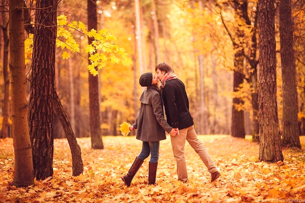 Couple in autumn park