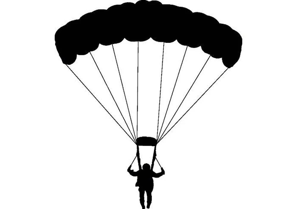 Parachutist on a white background