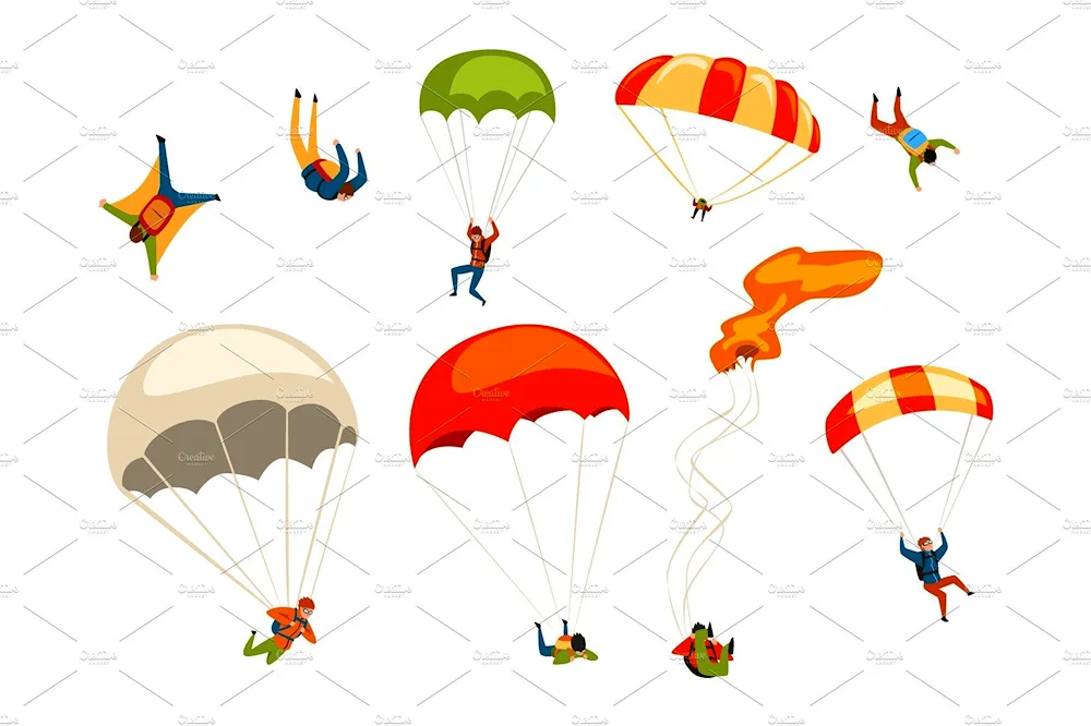 Parachutist for kids on transparent background
