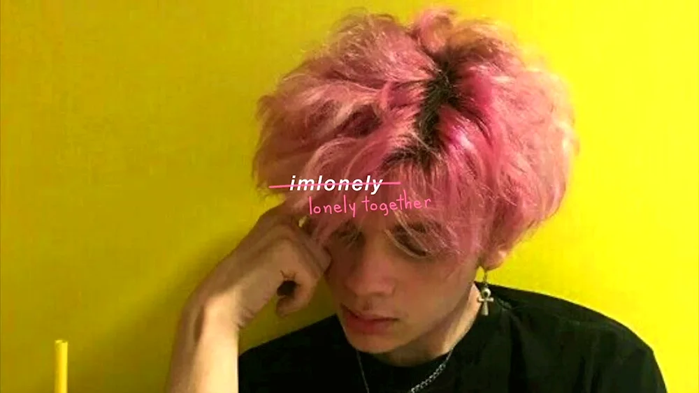 Boy with pink hair