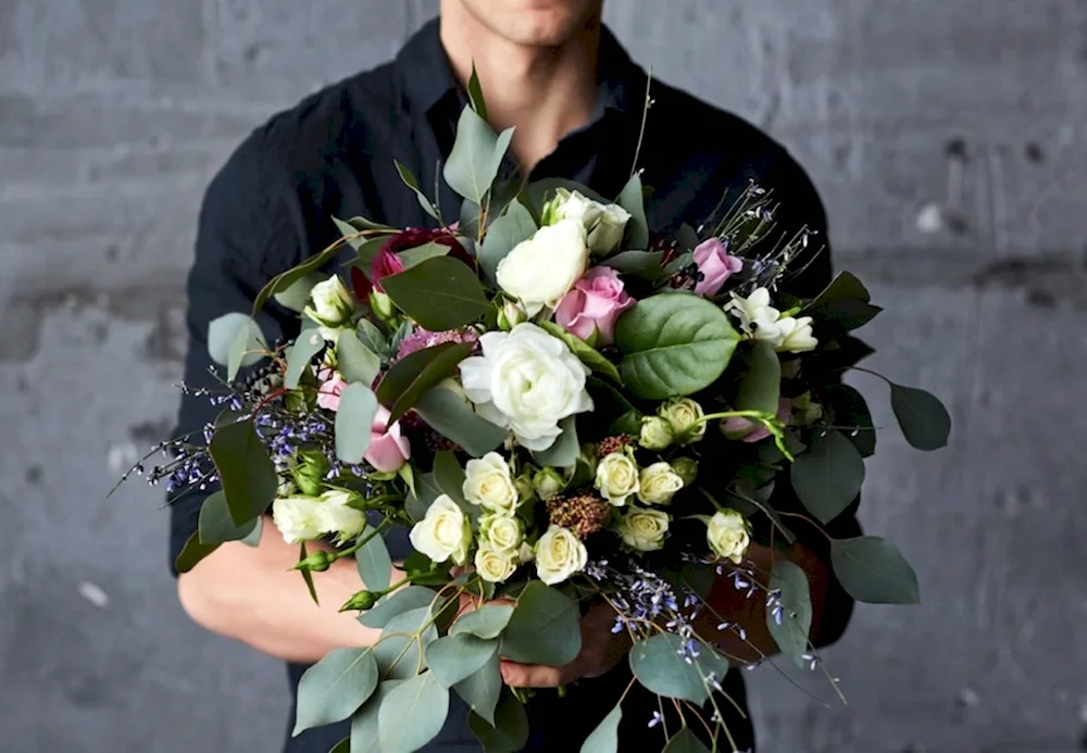 Boy with flowers