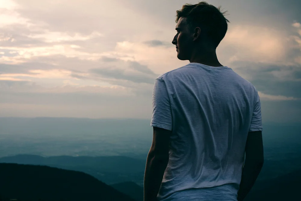 The guy with his back