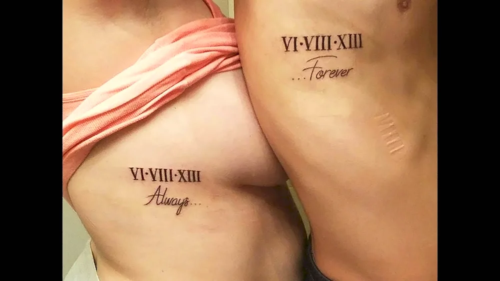 Double tattoo inscriptions