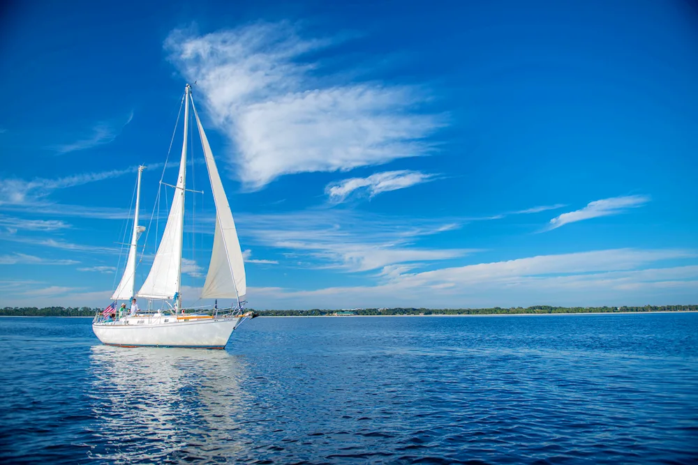 Sailing yacht at sea