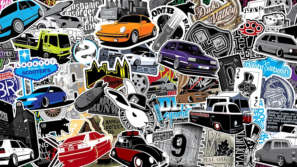 Stickerbombing black and white