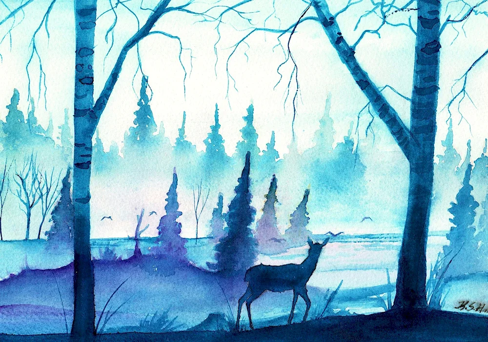 Birds in Watercolour by Maria Stezhko
