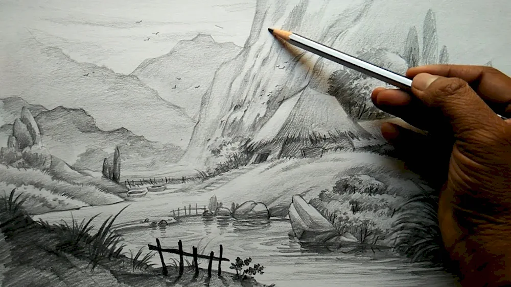 Landscapes. pencil