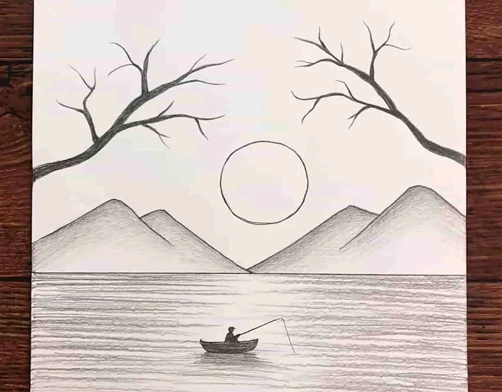 Landscape in simple pencil