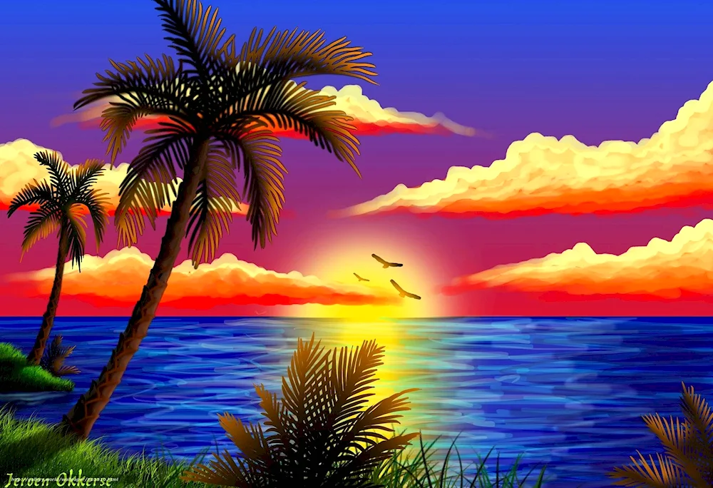 Landscape with palm trees