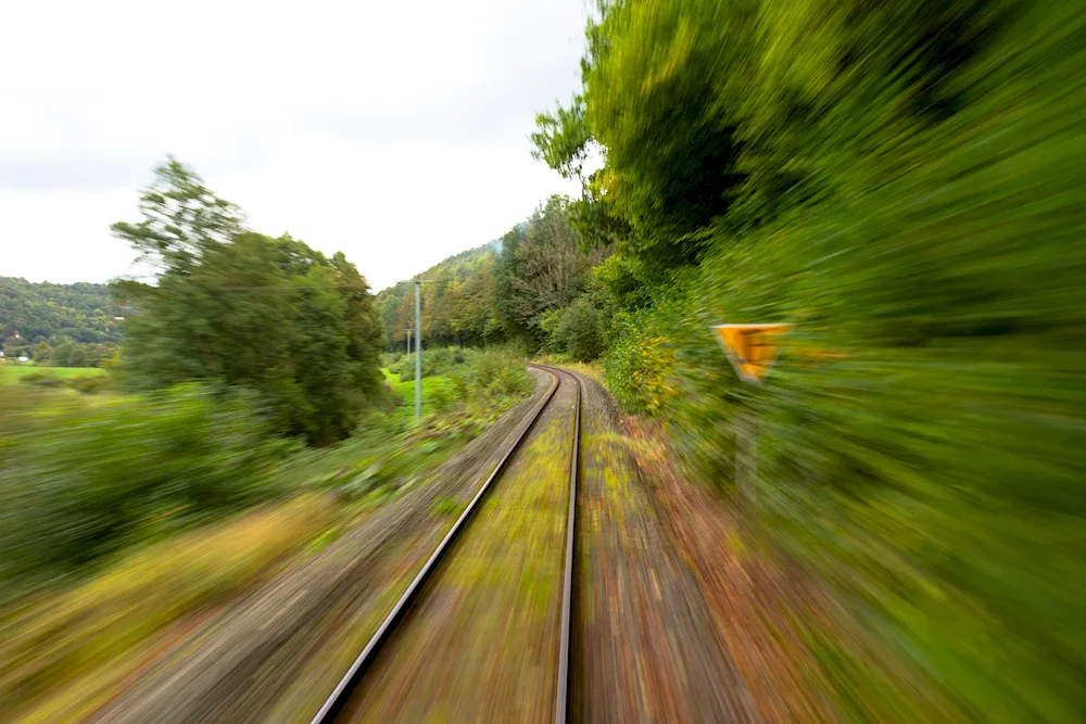 Roadscape with railway