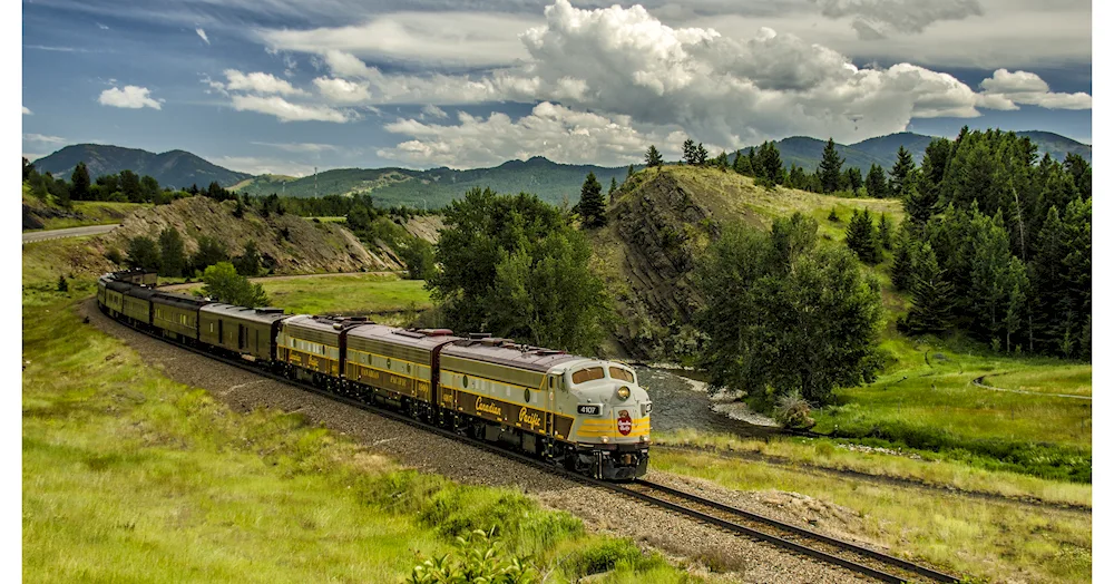 Roadscape with railway