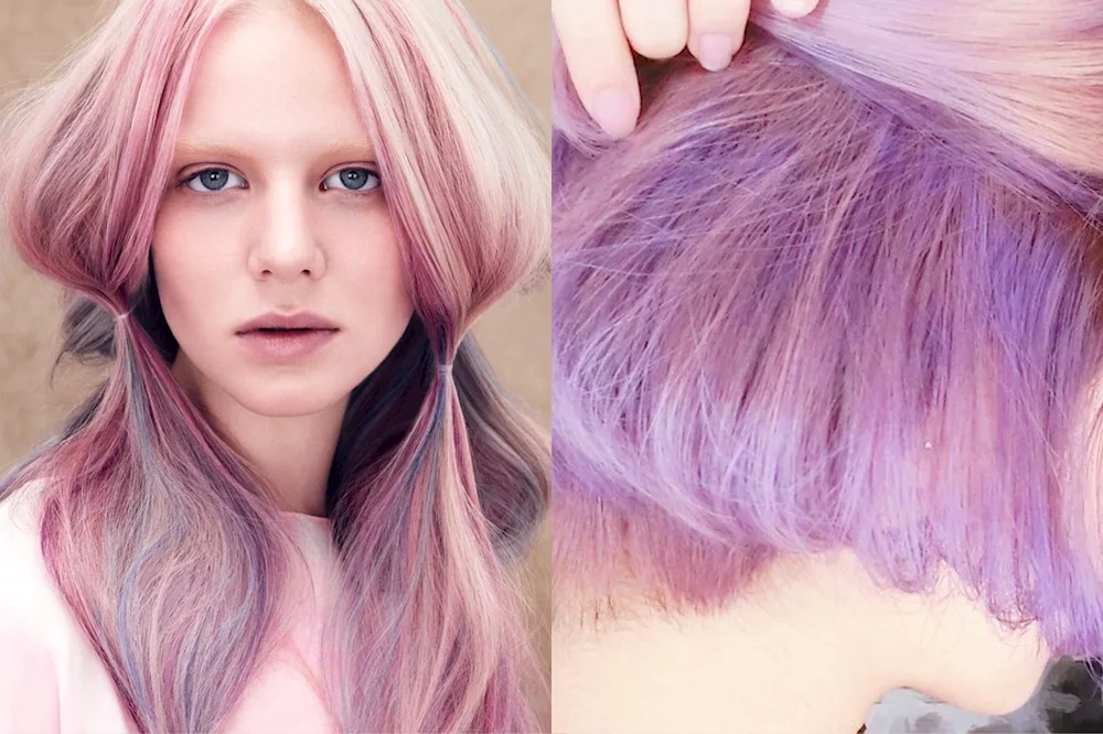 Peachy pink. pink hair colour