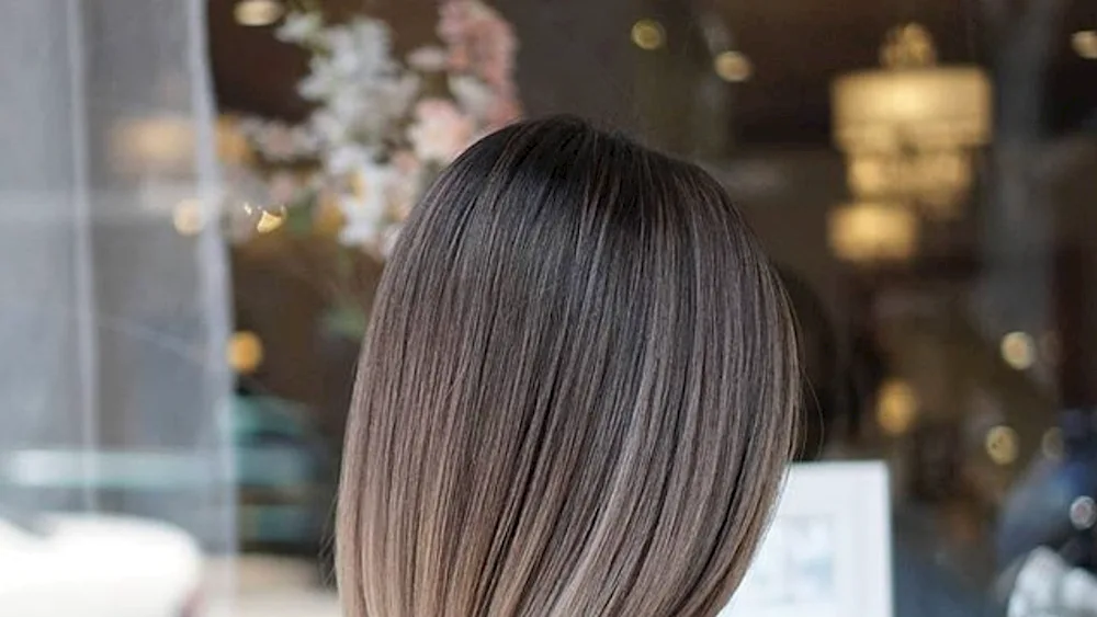 Pepel balayage on brown hair