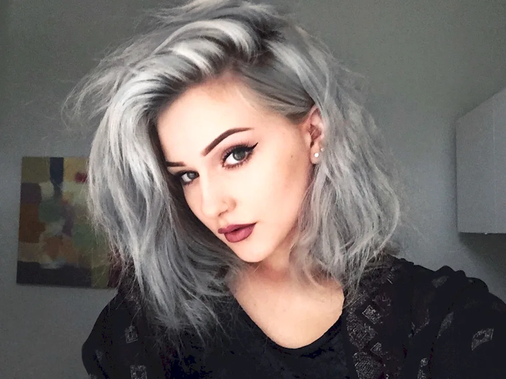 Girl with grey hair