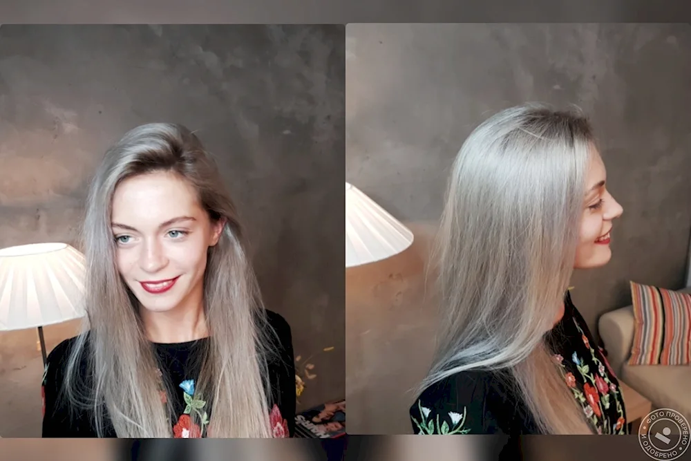 Peachy hair colour before and after