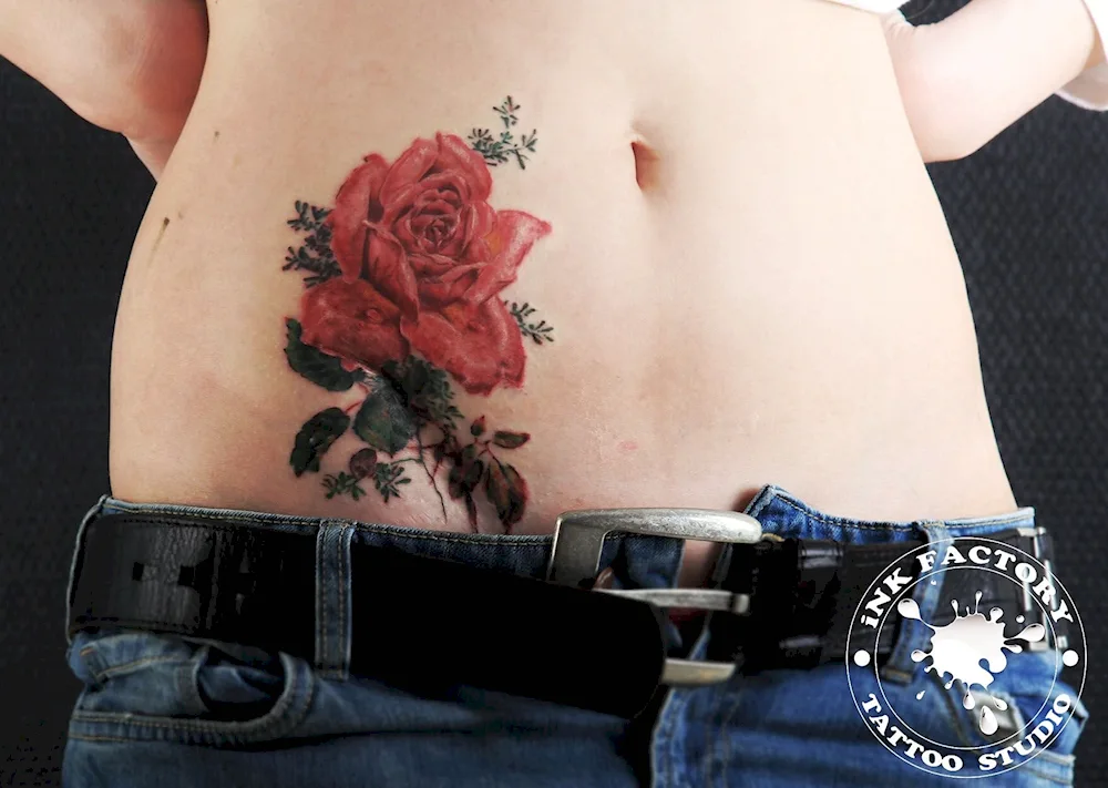 Tattoo on abdomen after childbirth