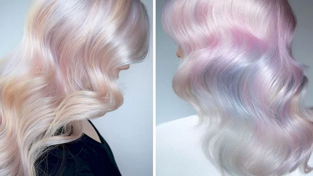 Pearlescent pink hair colour