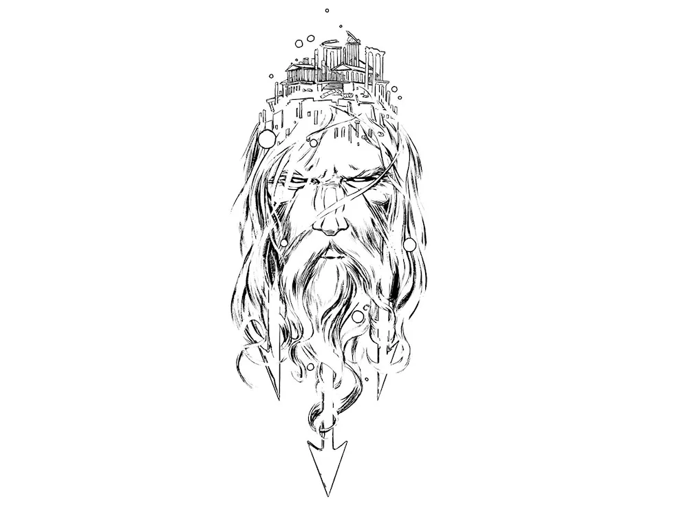 Perun the Slavic God tattoo sketch