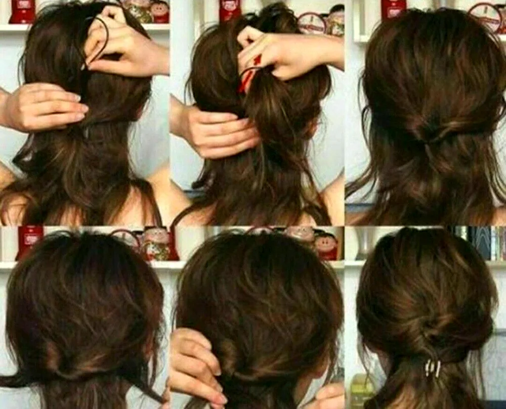 Bun for short hair with a bagel