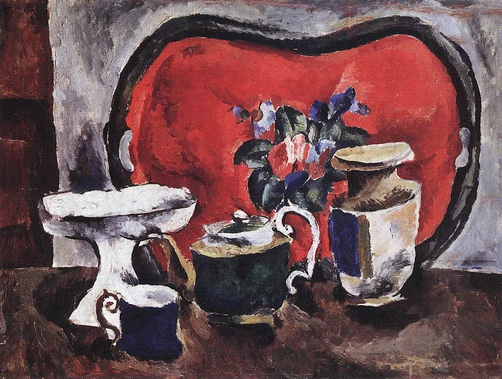 Peter Konchalovsky still life with a red tray