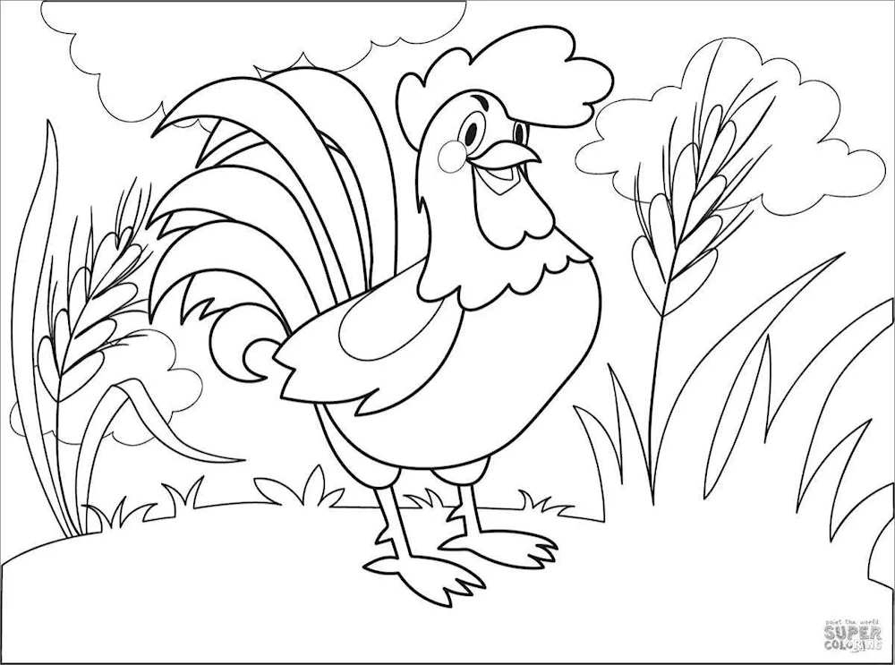 Cockerel and the Beanstalk coloring