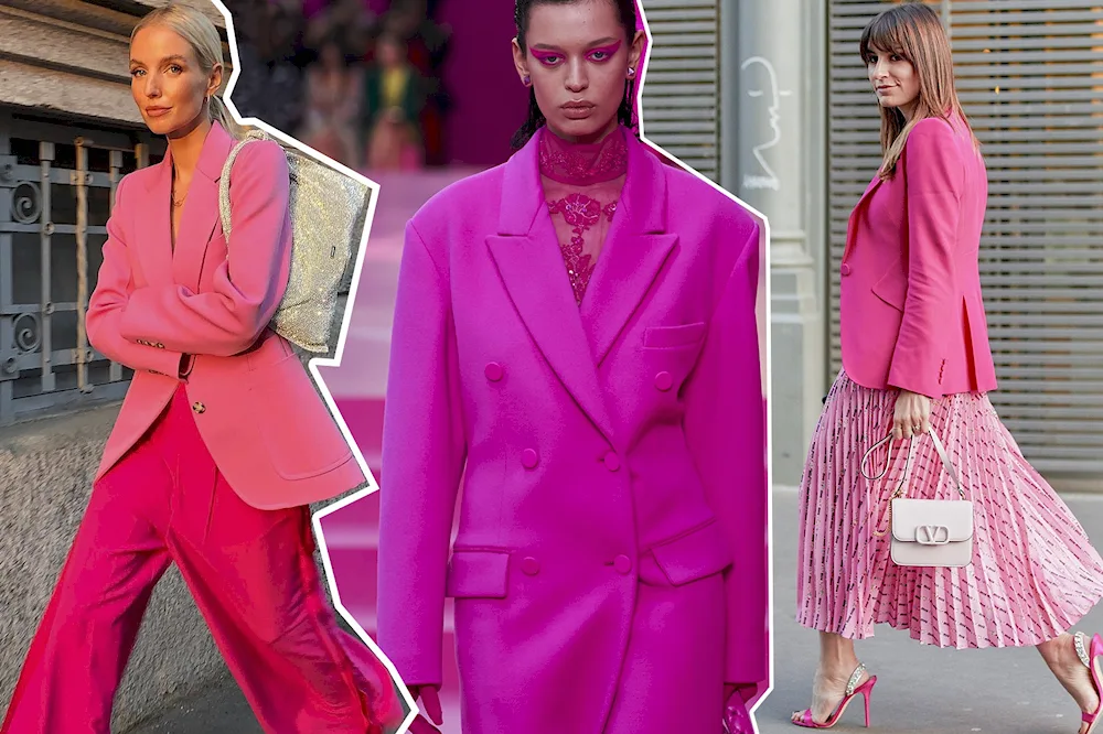 Fuchsia jacket fashionable looks