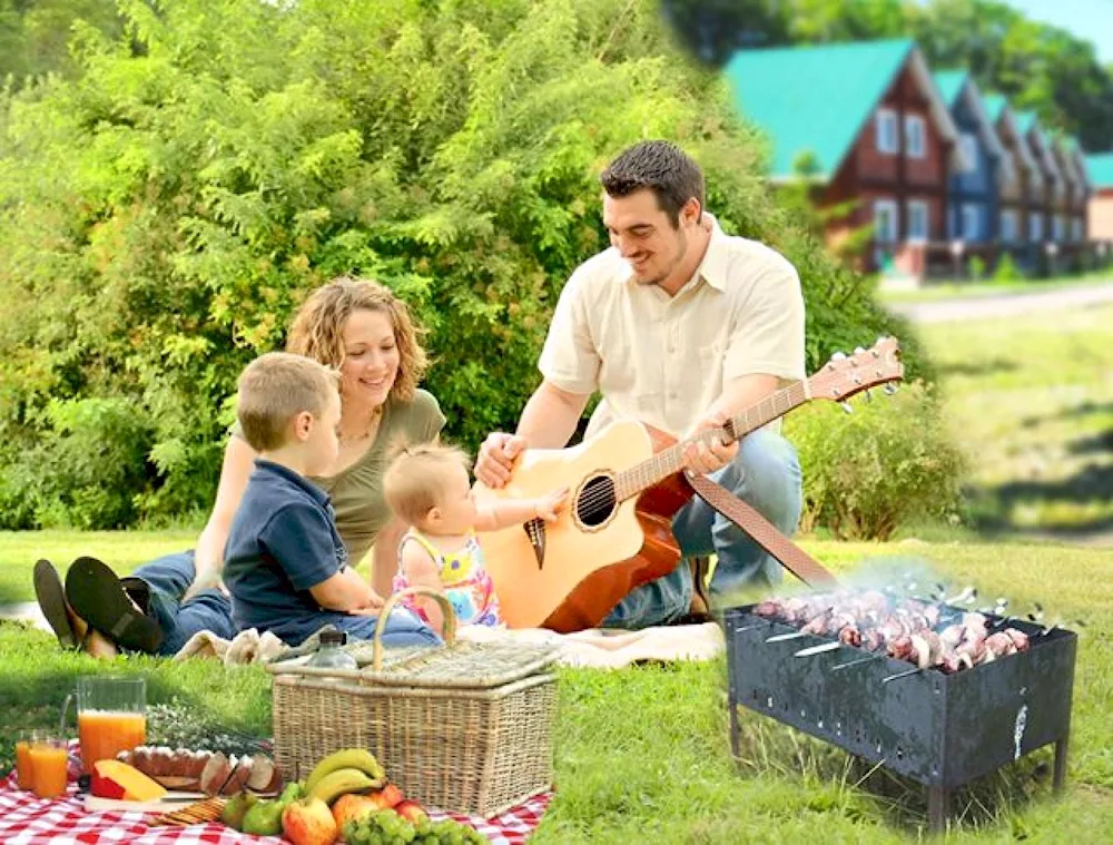 Family picnic in the countryside