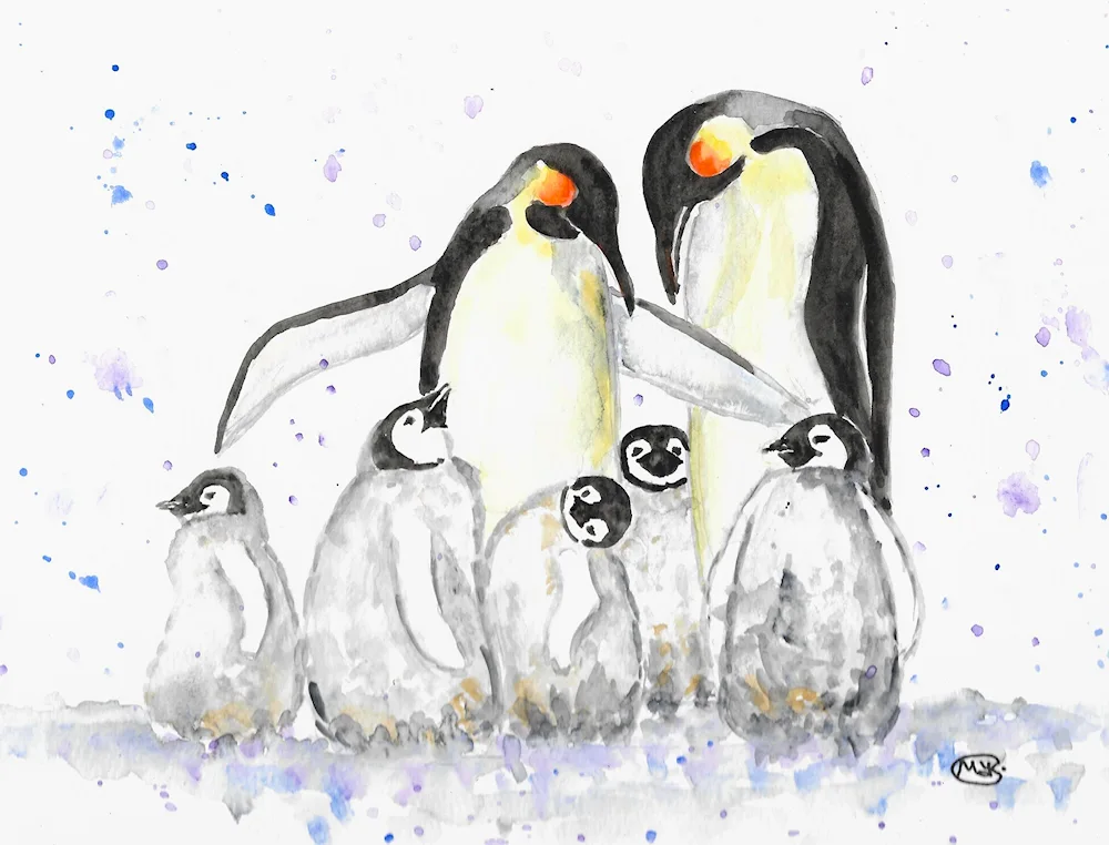 Penguin pencil drawing