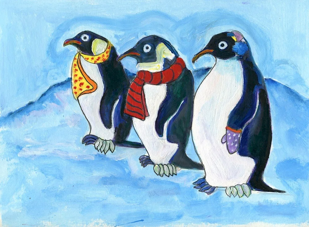 Penguin drawing in pencil