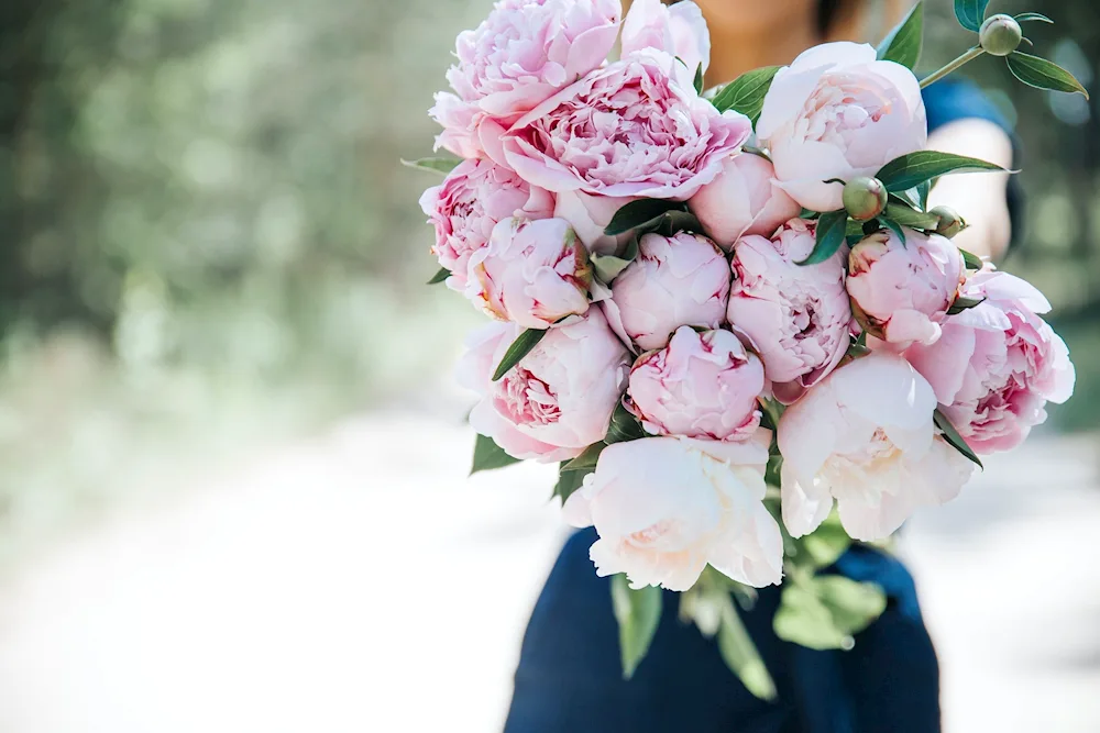 Girl with peonies