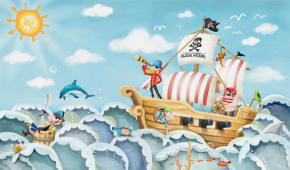 Pirate wallpaper for nursery