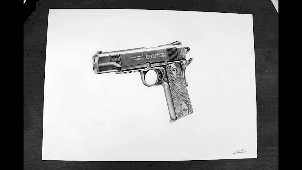 Pistol pencil drawing