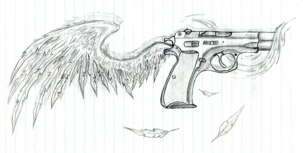 Pistol pencil drawing