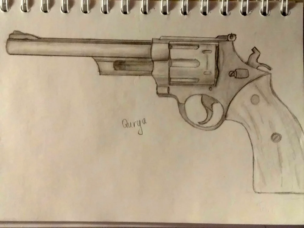 Gun pencil drawing