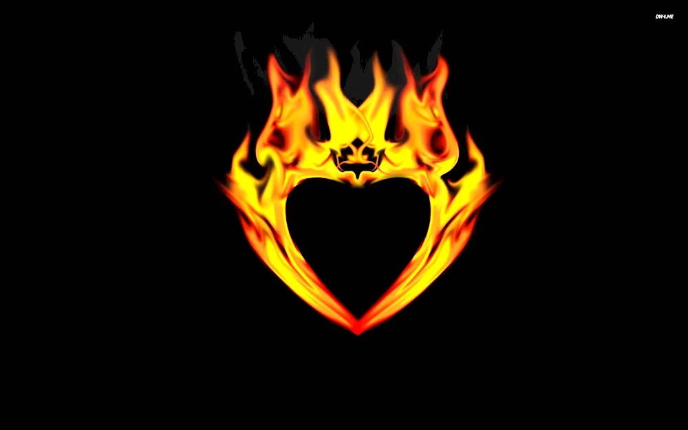 Broken heart on fire