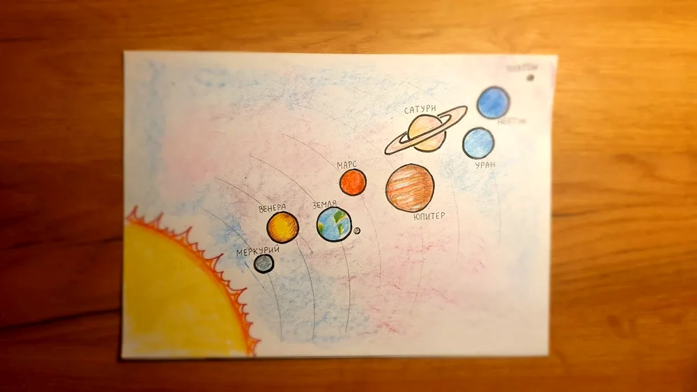 Planets of the solar system black and white