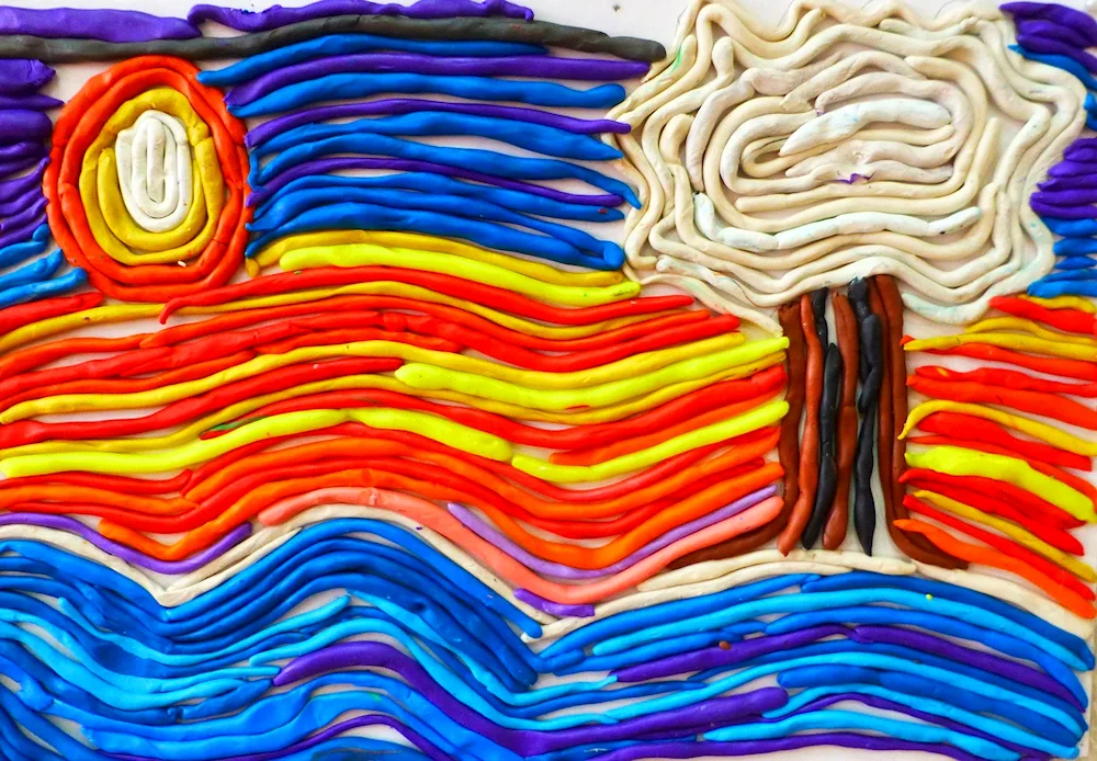 Plasticine painting underwater world